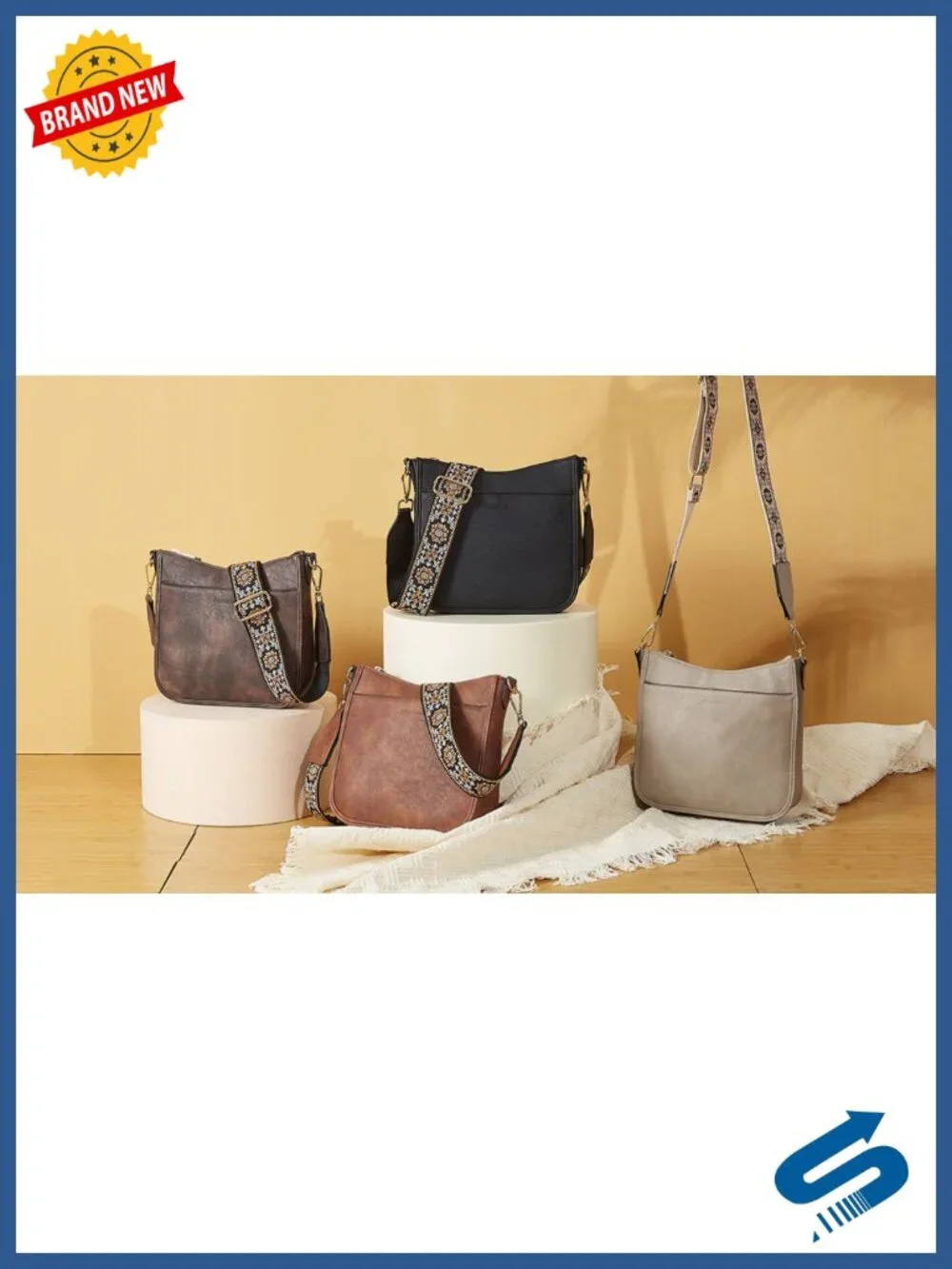 Vegan Leather Hobo Crossbody Bag with Wide Strap